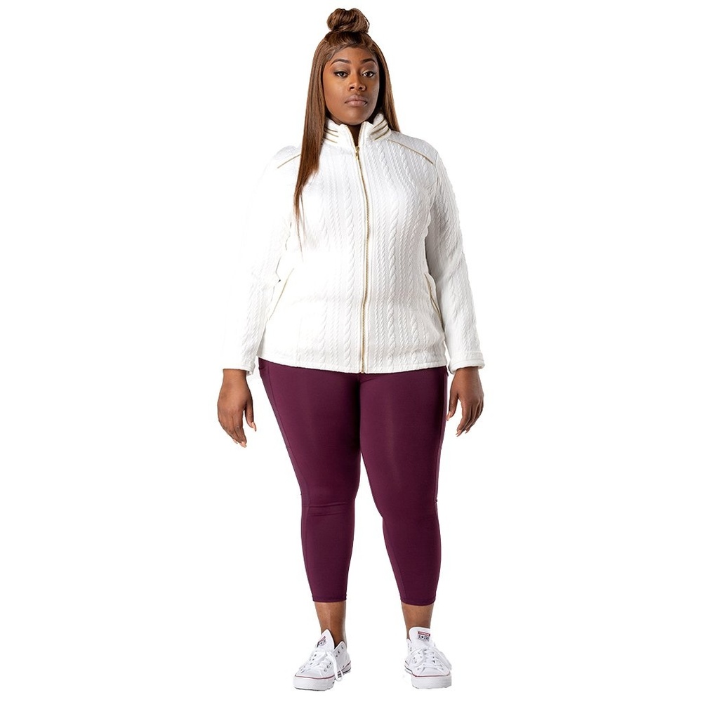 Textured Cotton Blend Jacket | White Plus Size